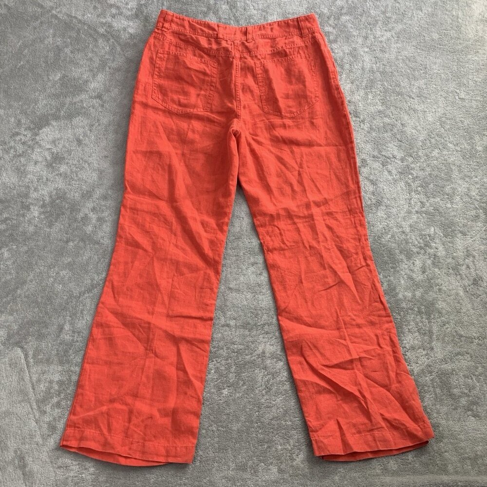 Eileen Fisher Pants Womens Small Linen Blend Orange Casual High Rise Trousers - Picture 10 of 11
